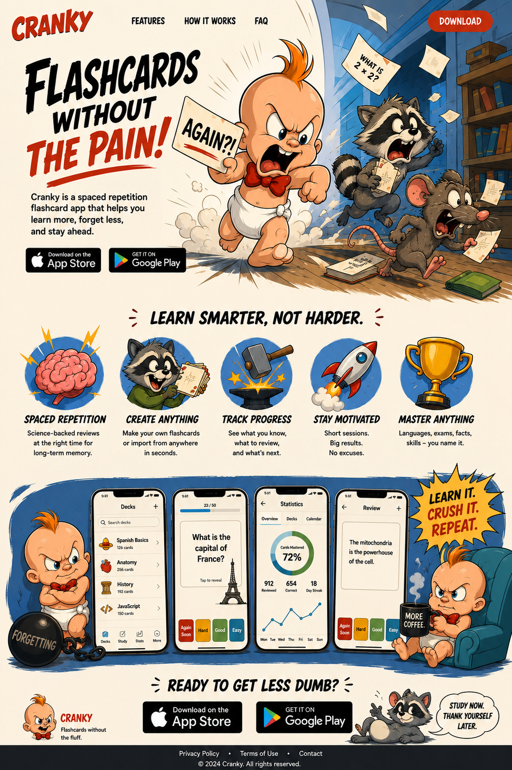 Cranky Baby cartoon layout
